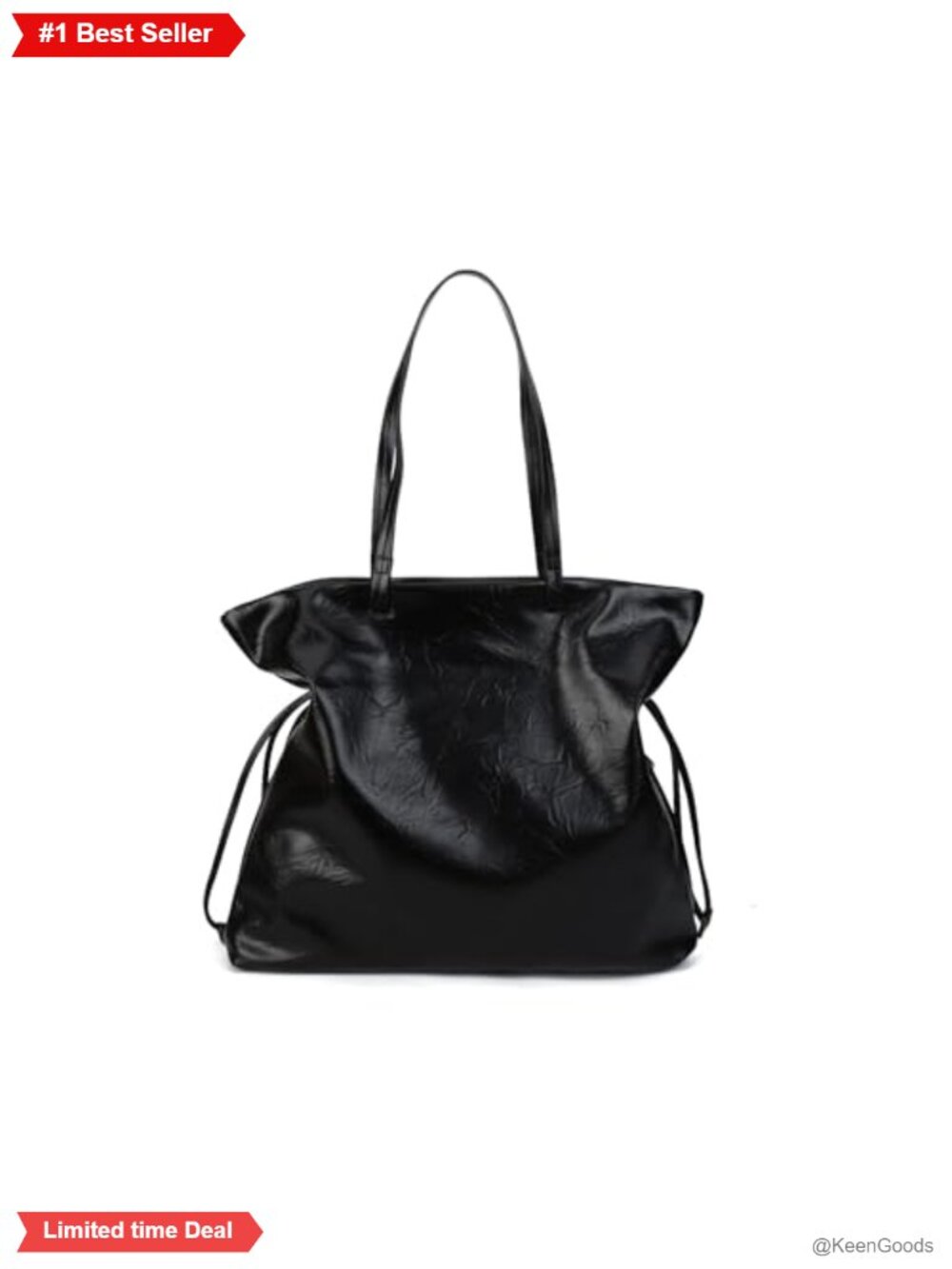 Large Tote Shoulder Bag Faux Leather Side Pocket
